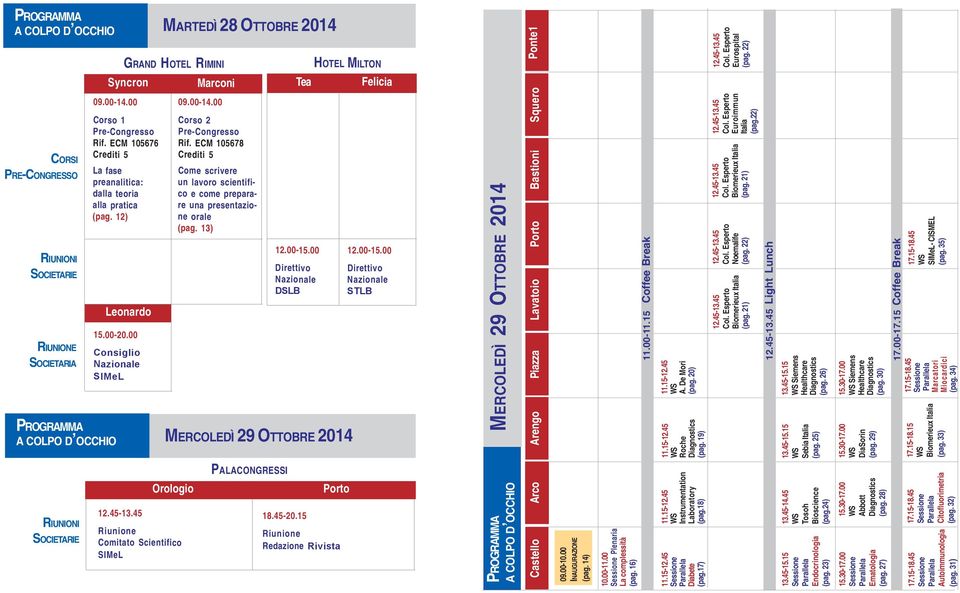 45 WS Tosoh Bioscience (pag.4) 5.30-7.00 WS Abbott Diagnostics (pag. 8).5-.45 WS Roche Diagnostics (pag. 9) 3.45-5.5 WS Sebia Italia (pag. 5) 5.30-7.00 WS DiaSorin (pag.