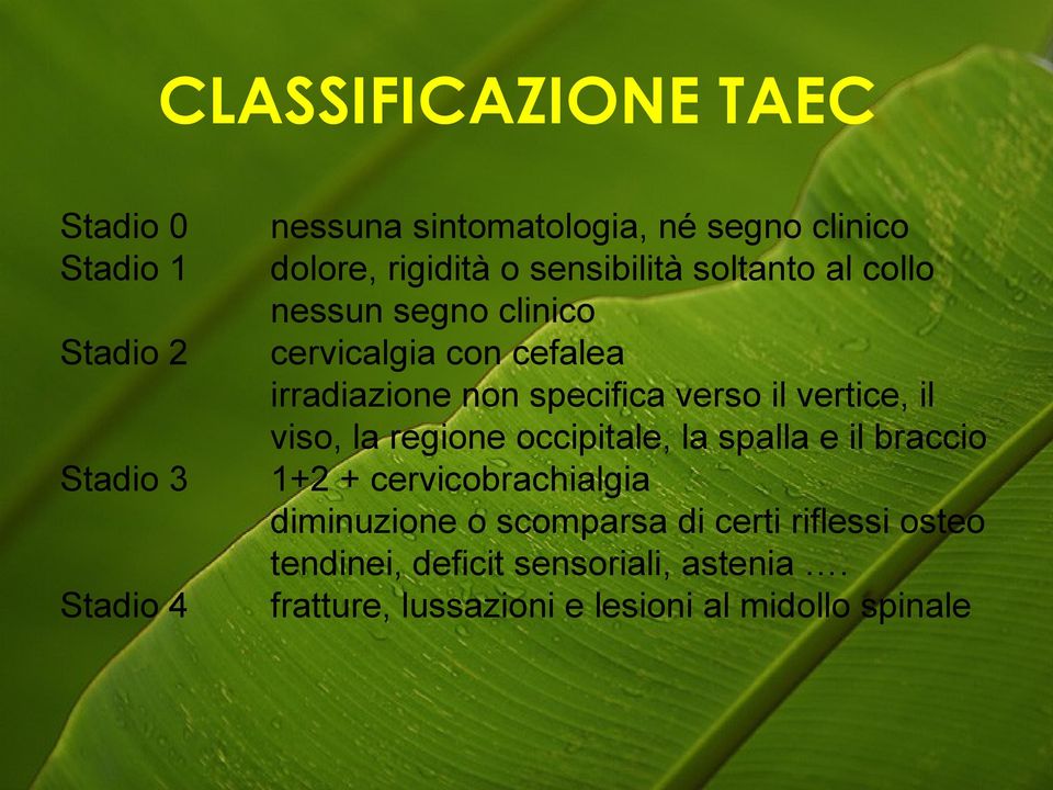 verso il vertice, il viso, la regione occipitale, la spalla e il braccio 1+2 + cervicobrachialgia diminuzione o