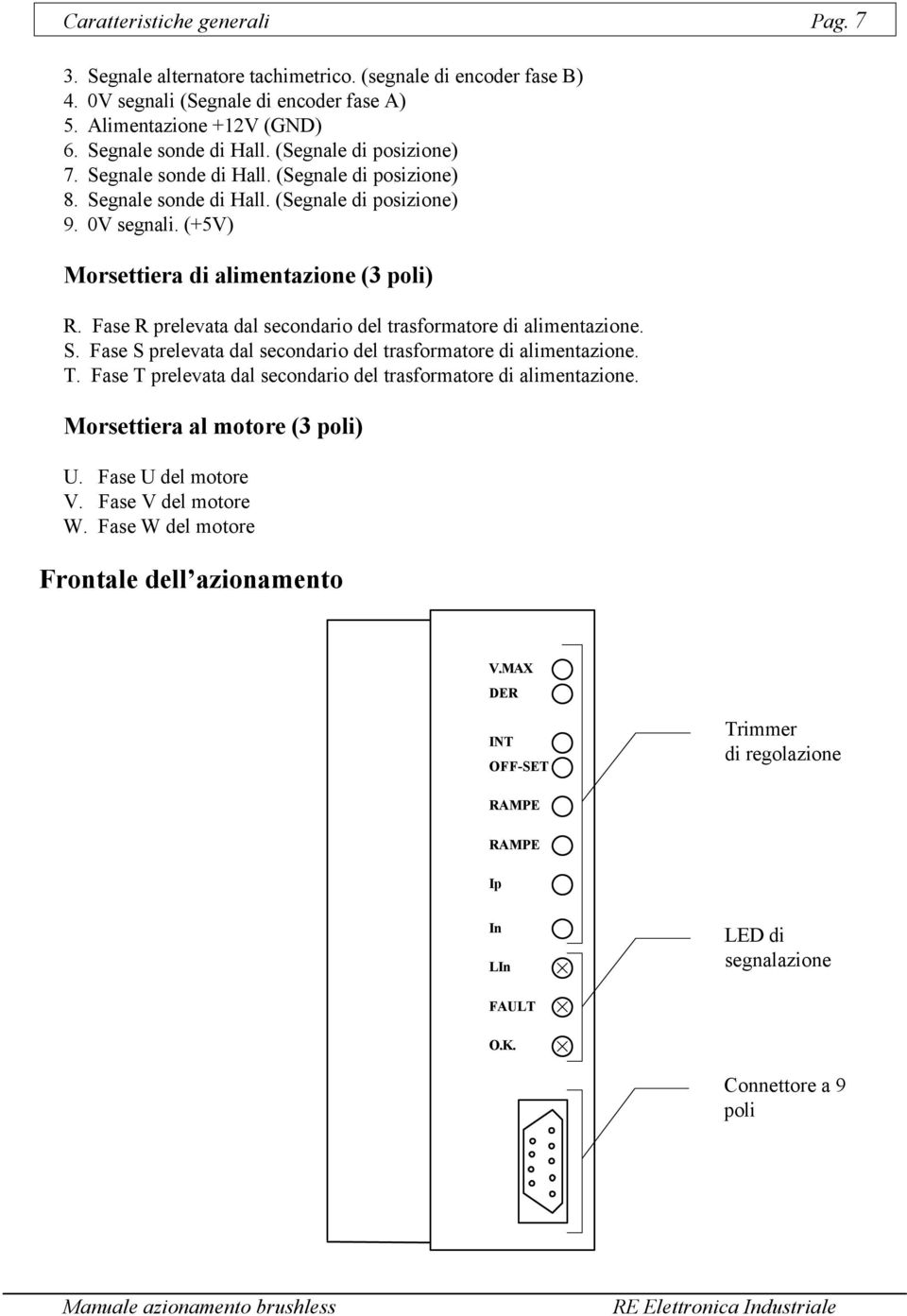 Fase R prelevata dal secondario del trasformatore di alimentazione. S. Fase S prelevata dal secondario del trasformatore di alimentazione. T.