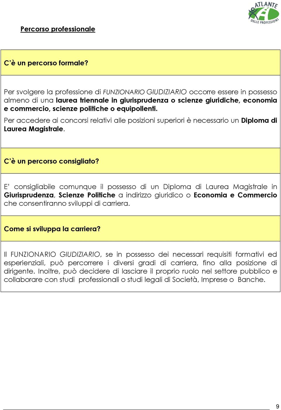 equipollenti. Per accedere ai concorsi relativi alle posizioni superiori è necessario un Diploma di Laurea Magistrale. C è un percorso consigliato?