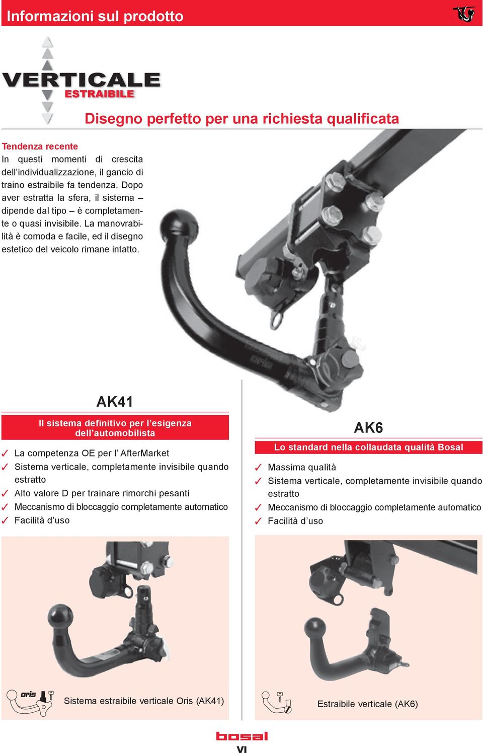 AK41 Il sistema definitivo per l esigenza dell automobilista La competenza OE per l AfterMarket Sistema verticale, completamente invisibile quando estratto Alto valore D per trainare rimorchi pesanti