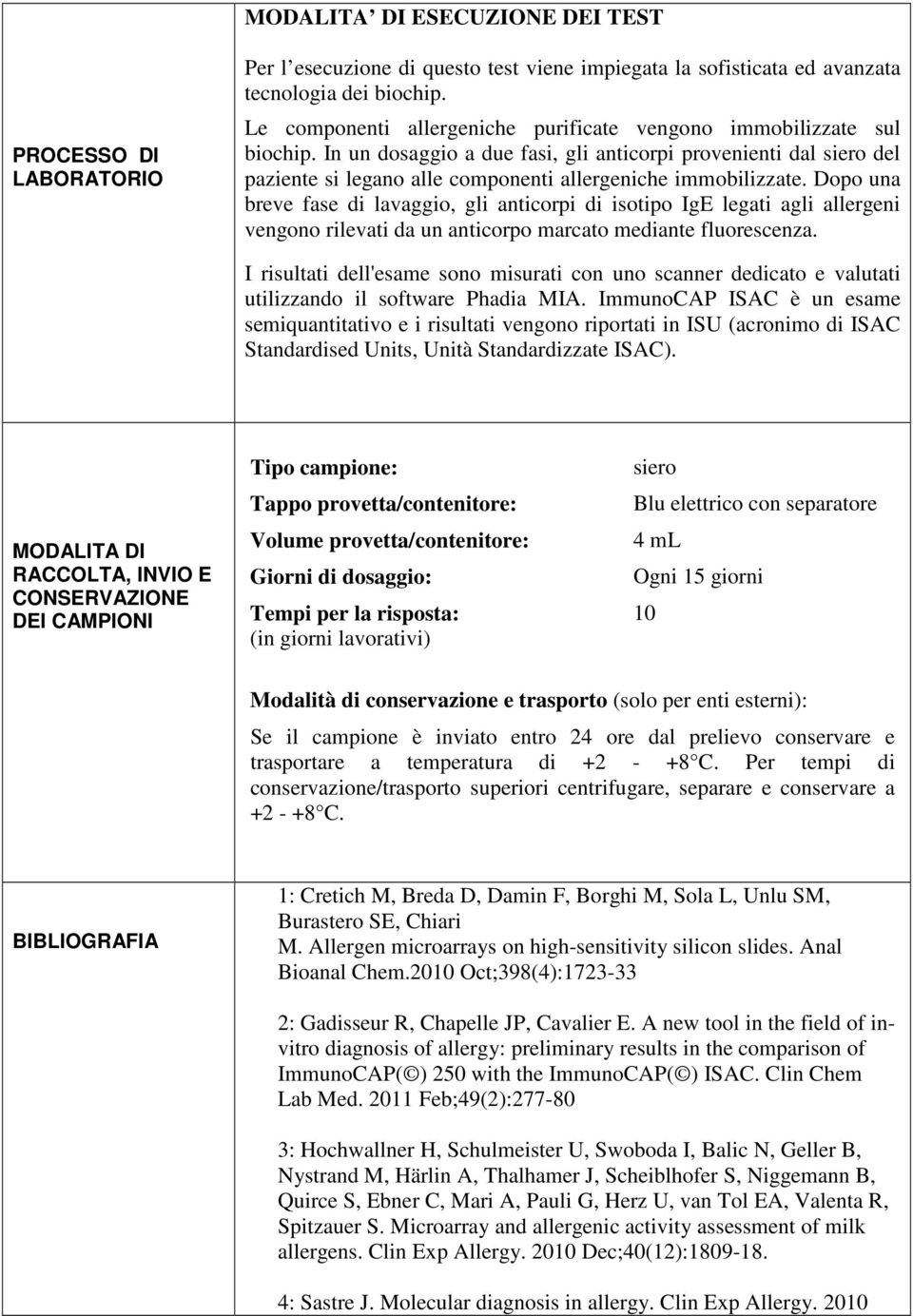 In un dosaggio a due fasi, gli anticorpi provenienti dal siero del paziente si legano alle componenti allergeniche immobilizzate.