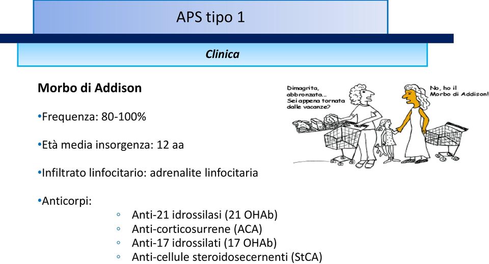 Anticorpi: Anti-21 idrossilasi (21 OHAb) Anti-corticosurrene (ACA)