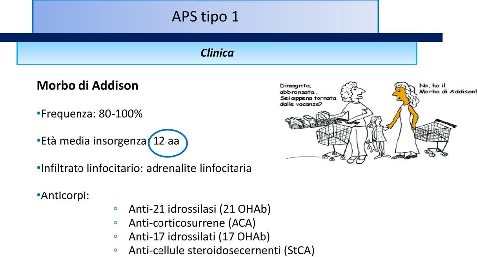Anticorpi: Anti-21 idrossilasi (21 OHAb) Anti-corticosurrene (ACA)
