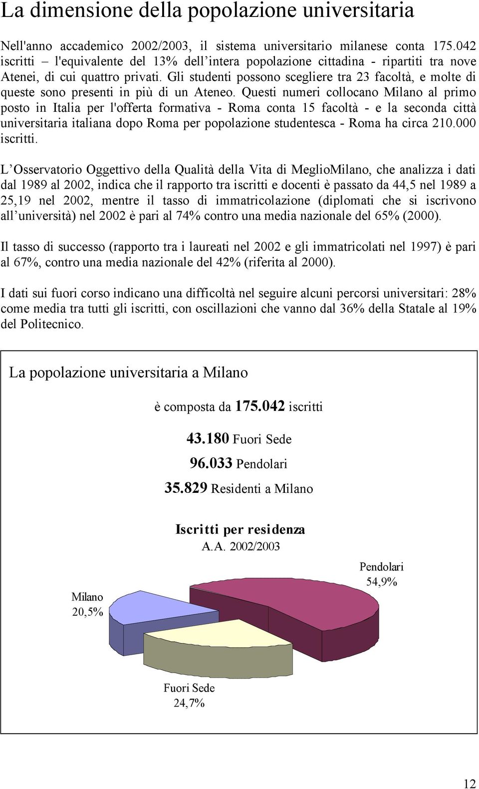 Gli studenti possono scegliere tra 23 facoltà, e molte di queste sono presenti in più di un Ateneo.