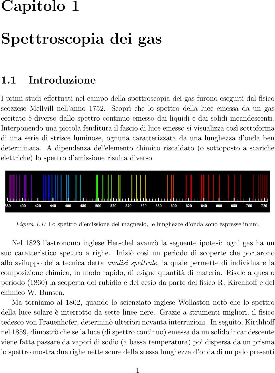 Interponendo una piccola fenditura il fascio di luce emesso si visualizza così sottoforma di una serie di strisce luminose, ognuna caratterizzata da una lunghezza d onda ben determinata.