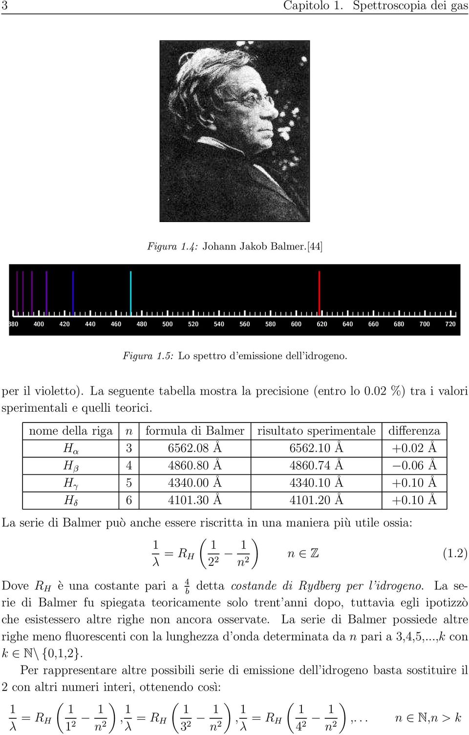 08 Å 656.10 Å +0.0 Å H β 4 4860.80 Å 4860.74 Å 0.06 Å H γ 5 4340.00 Å 4340.10 Å +0.10 Å H δ 6 4101.30 Å 4101.0 Å +0.10 Å La serie di Balmer può anche essere riscritta in una maniera più utile ossia: ( 1 1 λ = R H 1 ) n Z (1.