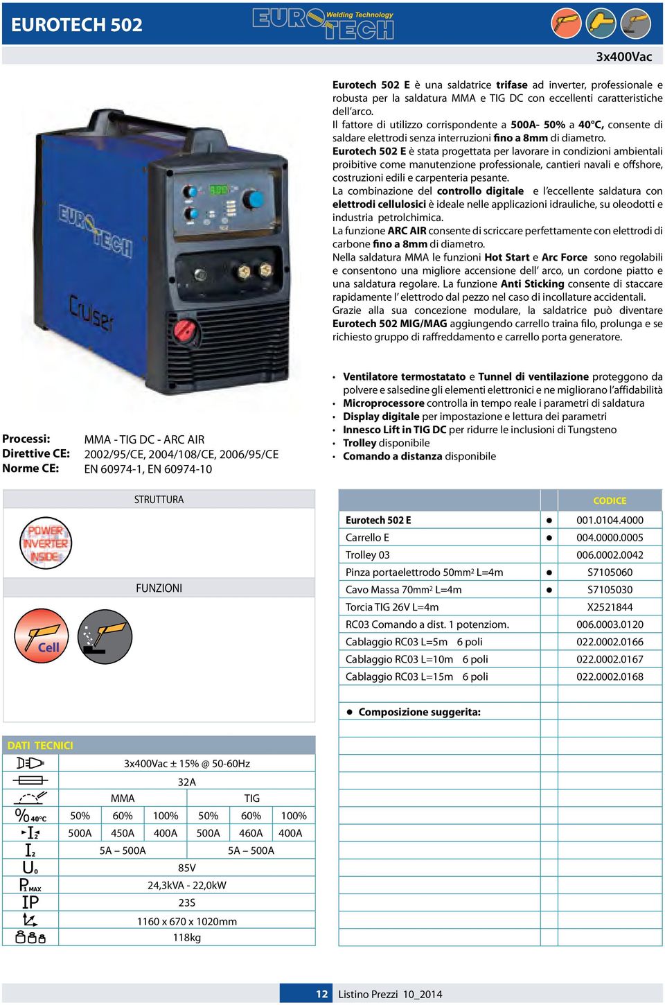 Eurotech 502 E è stata progettata per lavorare in condizioni ambientali proibitive come manutenzione professionale, cantieri navali e offshore, costruzioni edili e carpenteria pesante.