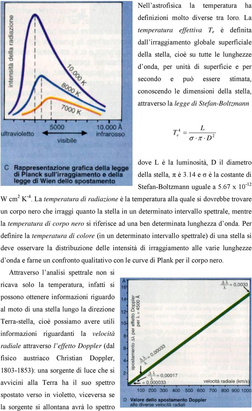 le dimensioni della stella, attraverso la legge di Stefan-Boltzmann 4 T e L = σ π D 2 dove L è la luminosità, D il diametro della stella, π è 3.14 e σ è la costante di Stefan-Boltzmann uguale a 5.