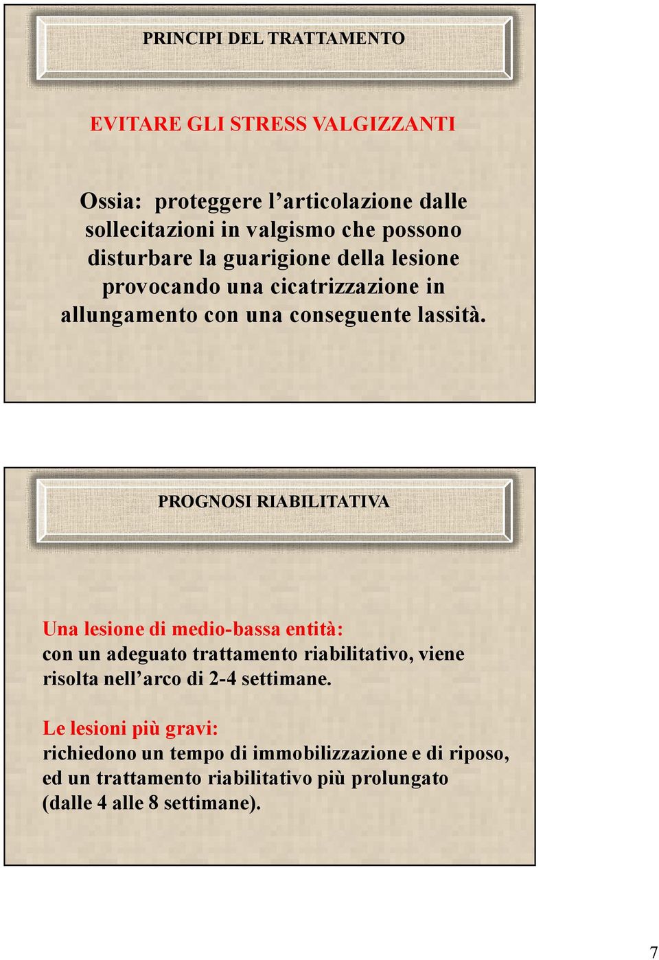 PROGNOSI RIABILITATIVA Una lesione di medio-bassa entità: con un adeguato trattamento riabilitativo, viene risolta nell arco di 2-4