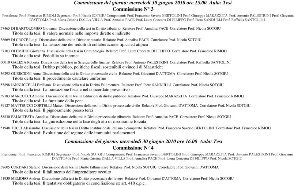 Piero SANDULLI Prof. Raffaella SANTOLINI 57465 DI BARTOLOMEO Giovanni Discussione della tesi in Diritto tributario Relatore Prof. Annalisa PACE Correlatore Prof.