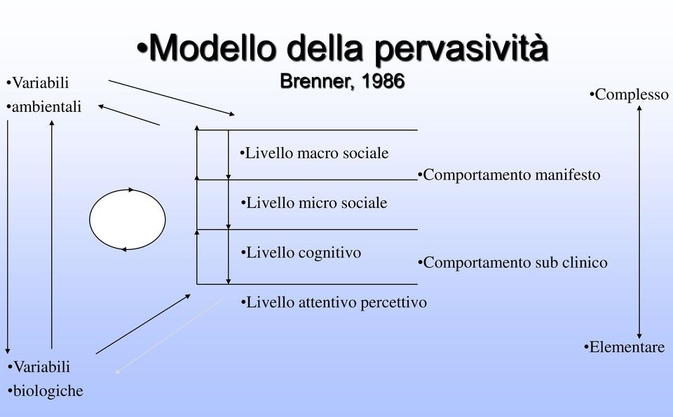 Livello micro sociale Livello cognitivo Comportamento sub