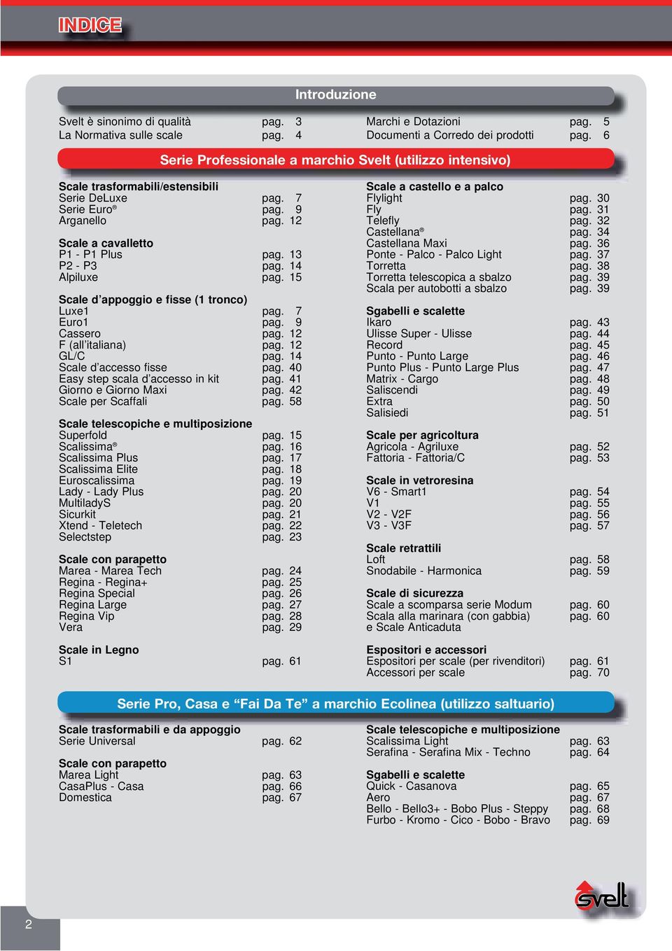 12 Scale a cavalletto P1 - P1 Plus pag. 13 P2 - P3 pag. 14 Alpiluxe pag. 1 Scale d appoggio e fisse (1 tronco) Luxe1 pag. 7 Euro1 pag. 9 Cassero pag. 12 F (all italiana) pag. 12 GL/C pag.
