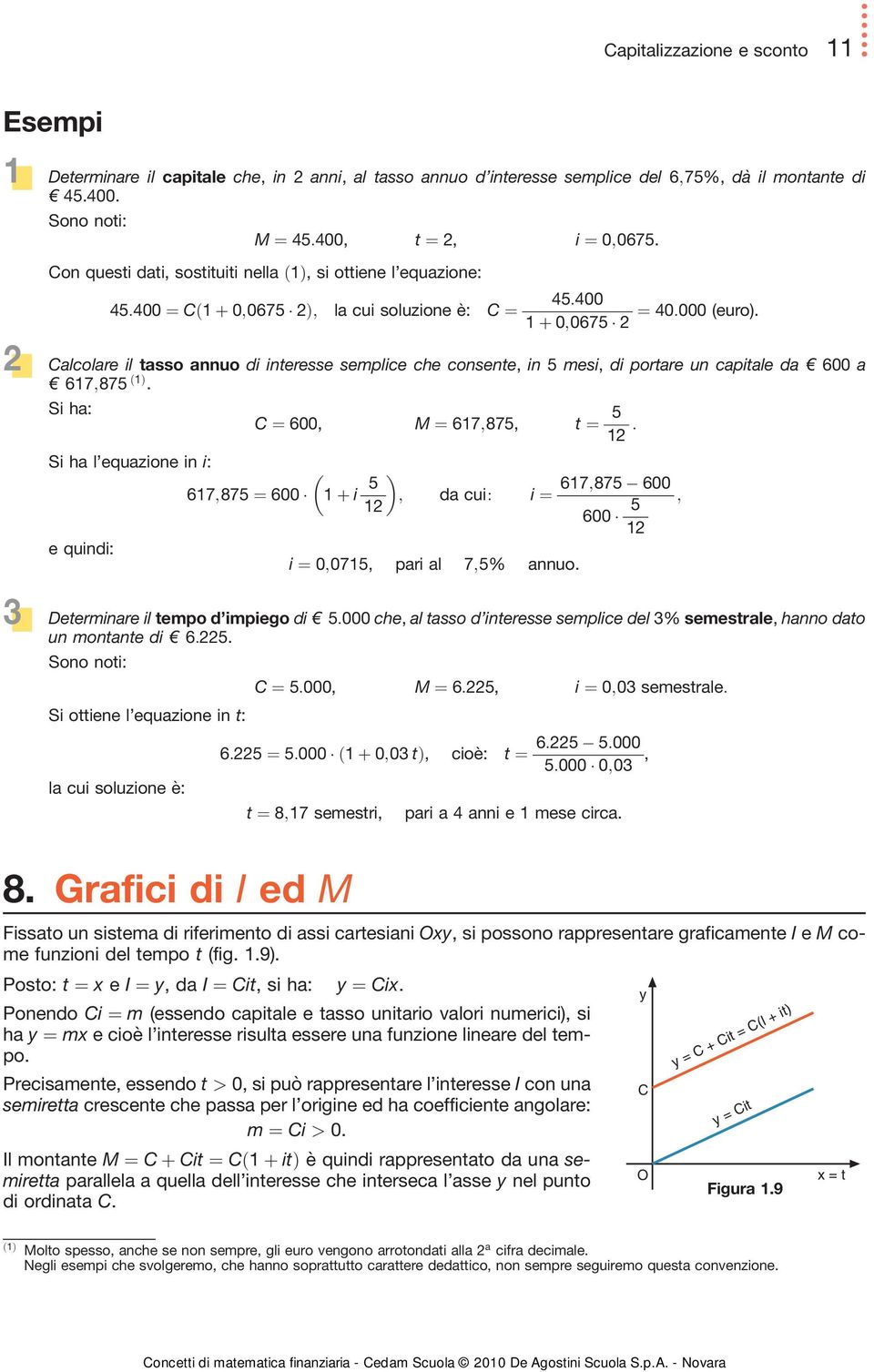 .2 Calcolare il tasso annuo di interesse semplice che consente, in 5 mesi, di portare un capitale da F 600 a F 617;875.