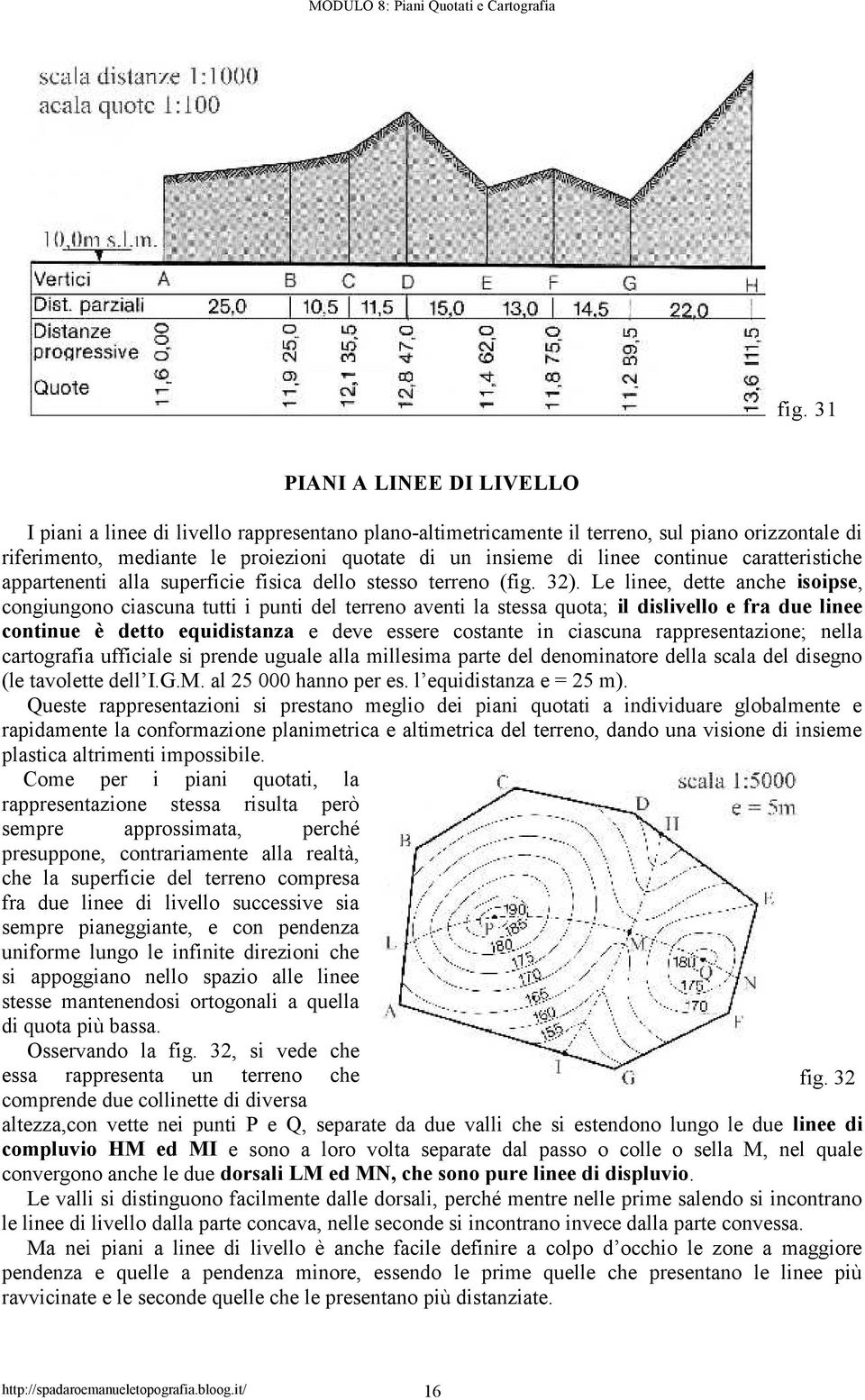 L e linee, dette anche isoipse, congiungono ciascuna tutti i punti del terreno aventi la stessa quota; il dislivello e fra due linee continue è detto equidistanza e deve essere costante in ciascuna