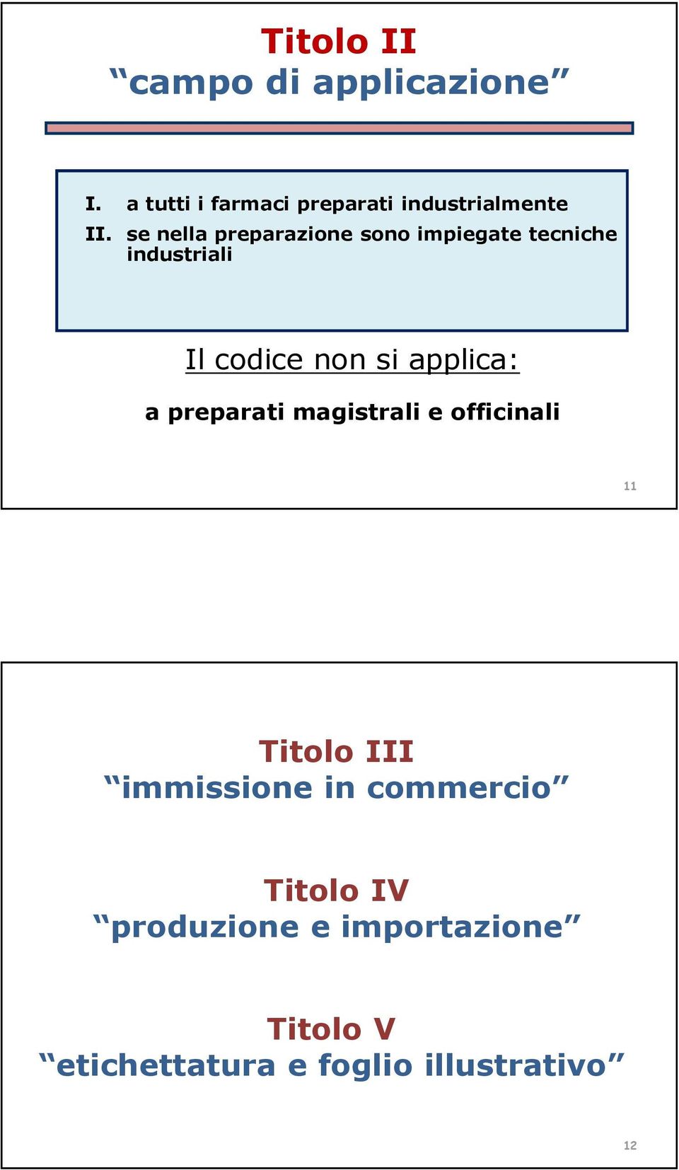 applica: a preparati magistrali e officinali 11 Titolo III immissione in