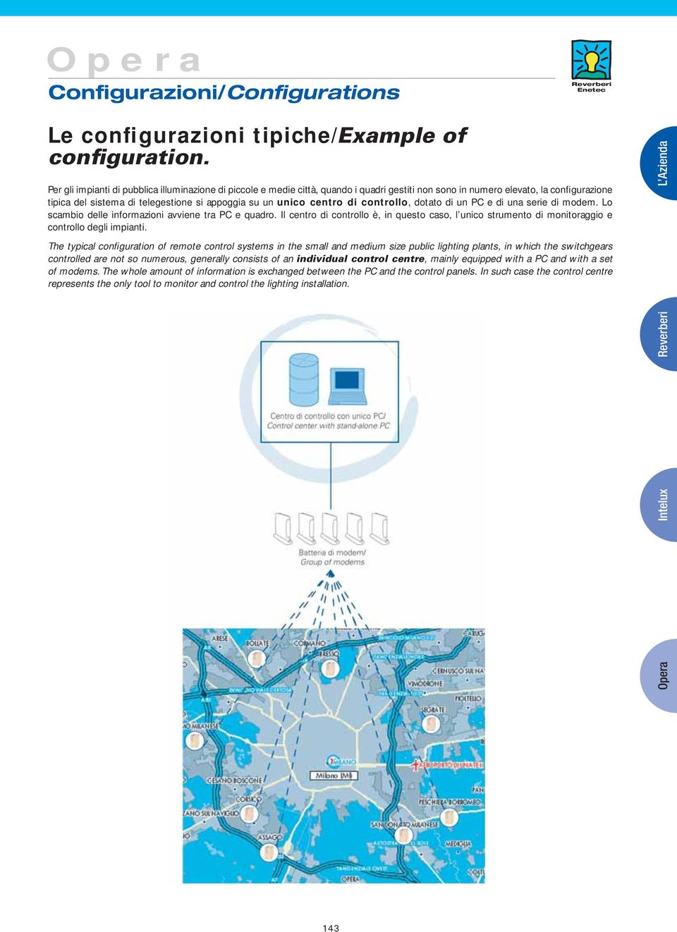 centro di controllo, dotato di un PC e di una serie di modem. Lo scambio delle informazioni avviene tra PC e quadro.