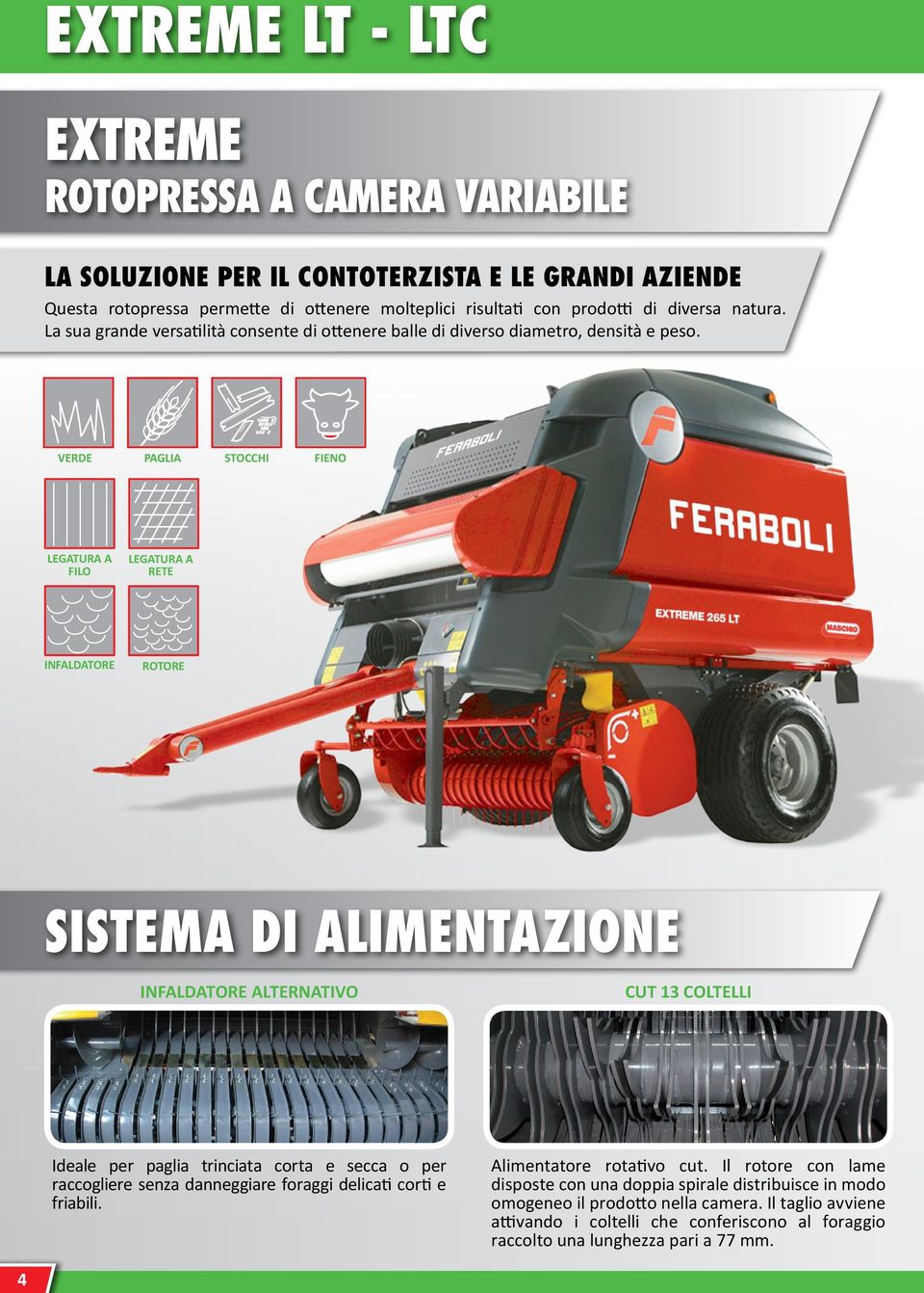 VERDE PAGLIA STOCCHI FIENO LEGATURA A FILO LEGATURA A RETE INFALDATORE ROTORE SISTEMA DI ALIMENTAZIONE INFALDATORE ALTERNATIVO CUT 13 COLTELLI Ideale per paglia trinciata corta e secca o per