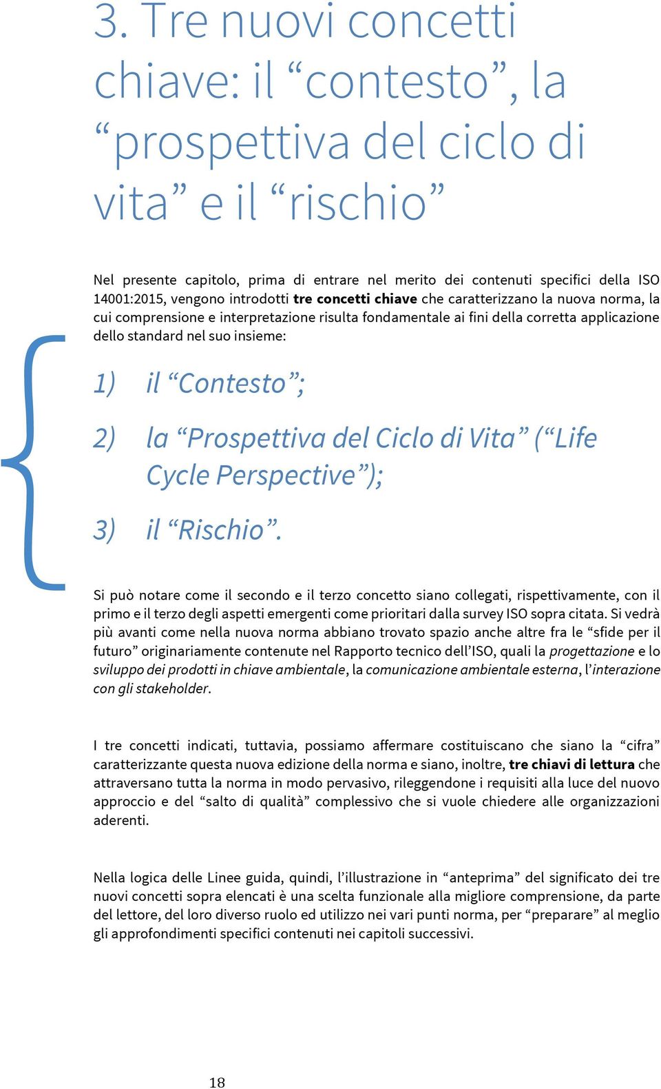 Contesto ; 2) la Prospettiva del Ciclo di Vita ( Life Cycle Perspective ); 3) il Rischio.