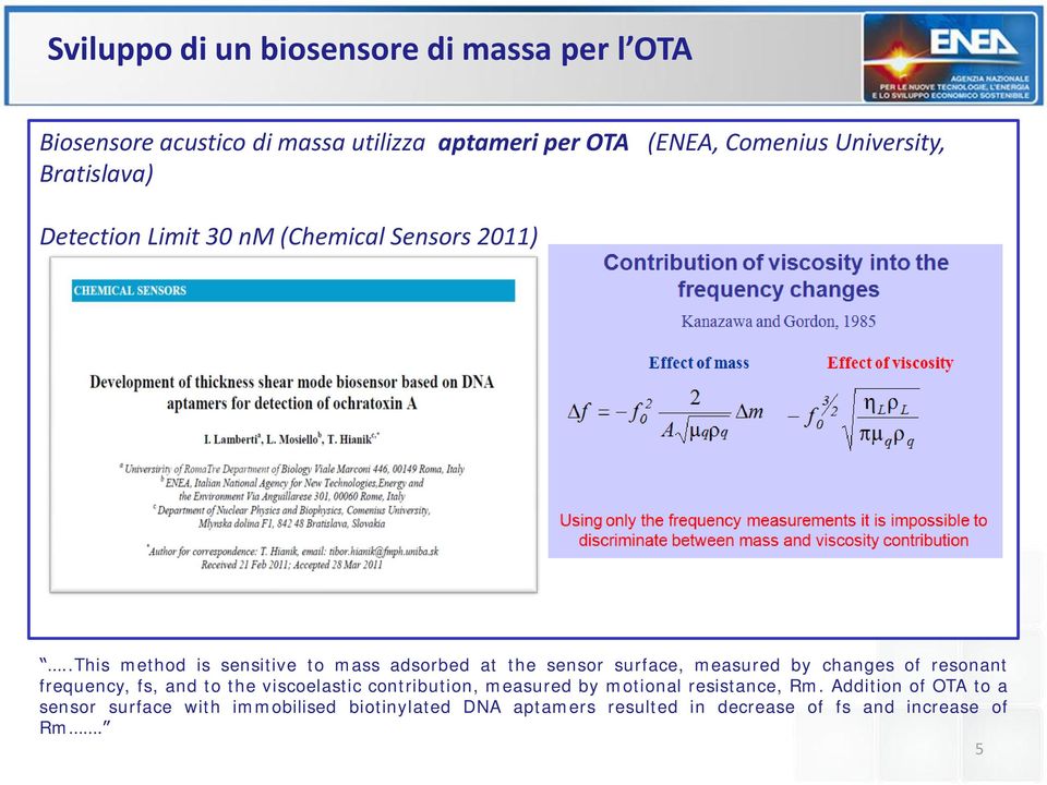 .This method is sensitive to mass adsorbed at the sensor surface, measured by changes of resonant frequency, fs, and to the