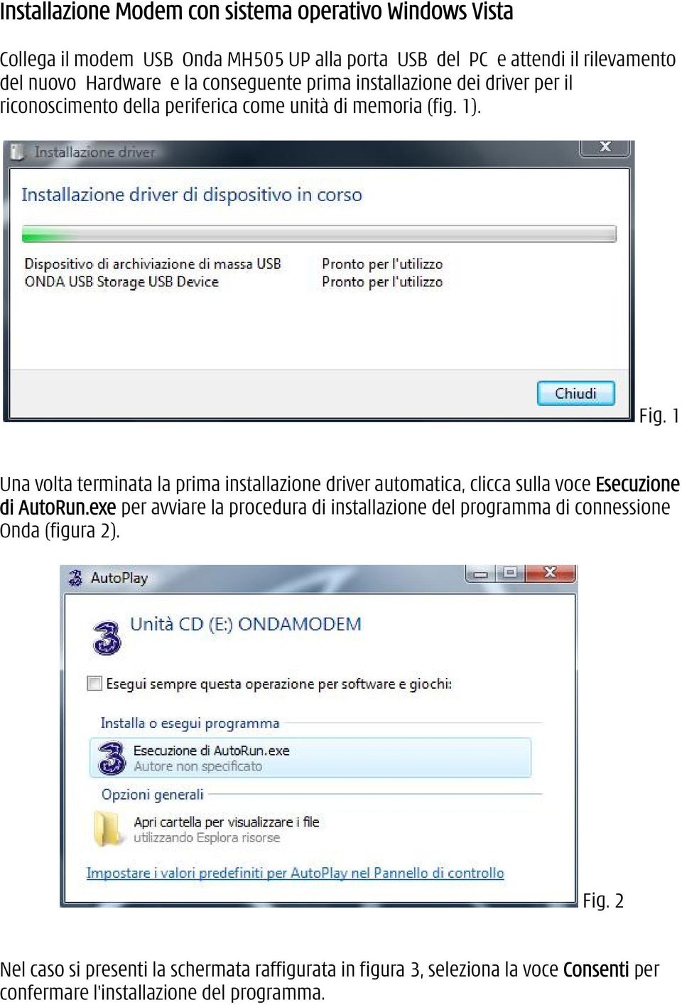 1 Una volta terminata la prima installazione driver automatica, clicca sulla voce Esecuzione di AutoRun.