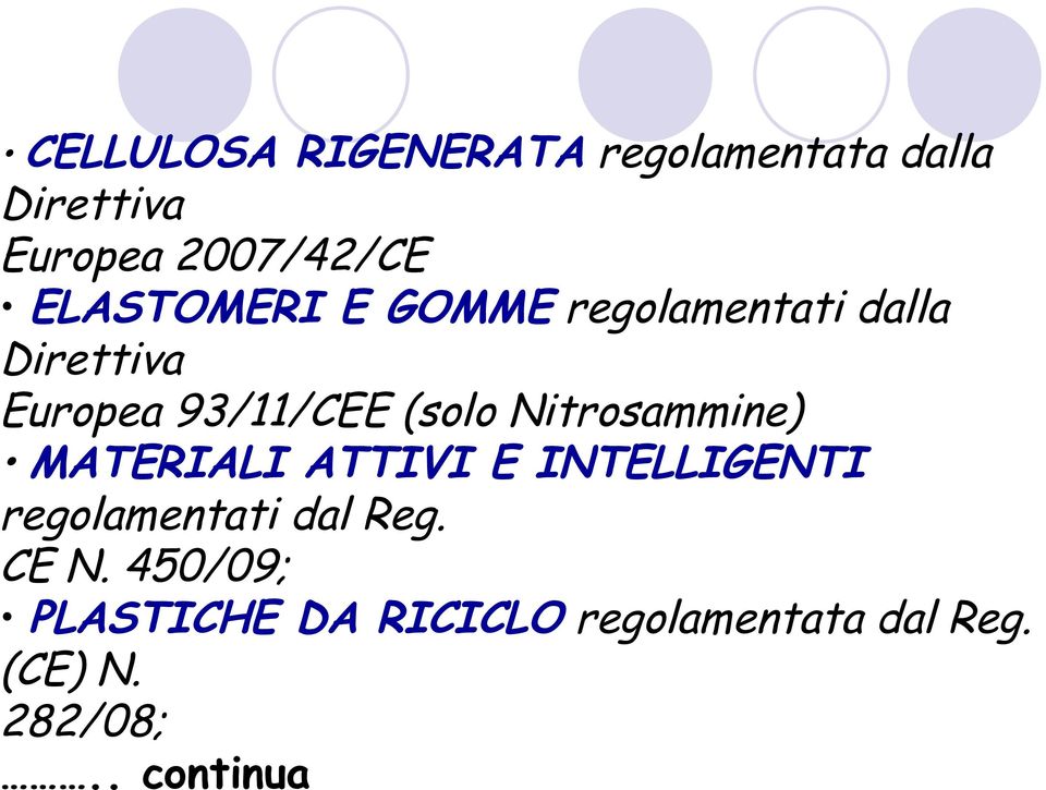 Nitrosammine) MATERIALI ATTIVI E INTELLIGENTI regolamentati dal Reg. CE N.