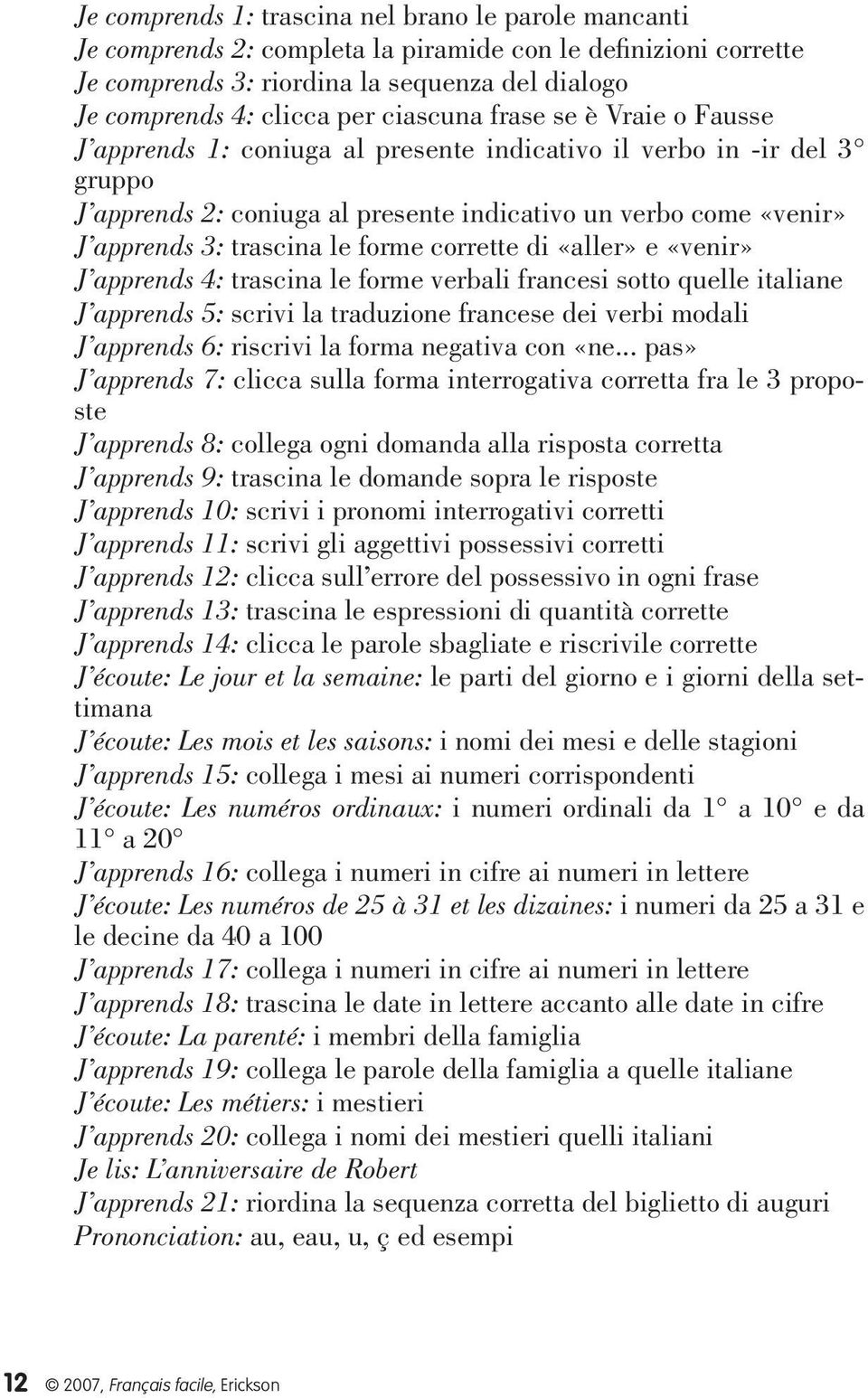 le forme corrette di «aller» e «venir» J apprends 4: trascina le forme verbali francesi sotto quelle italiane J apprends 5: scrivi la traduzione francese dei verbi modali J apprends 6: riscrivi la