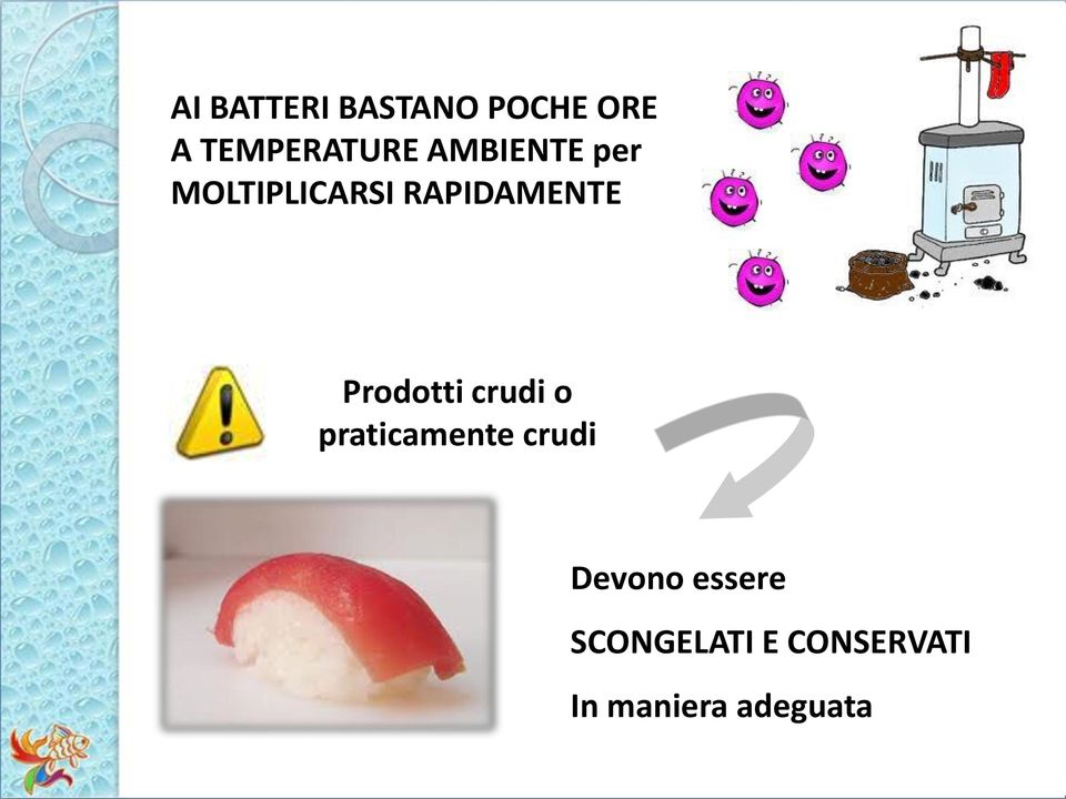 Prodotti crudi o praticamente crudi Devono