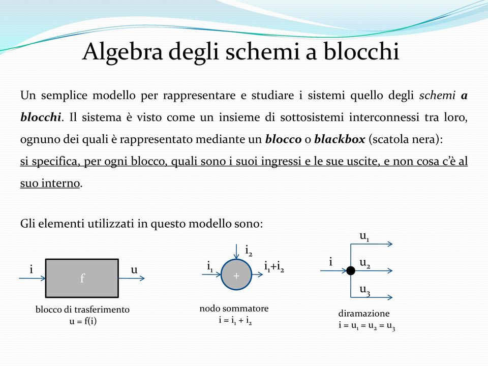 (scatola nera): si specifica, per ogni blocco, quali sono i suoi ingressi e le sue uscite, e non cosa c è al suo interno.