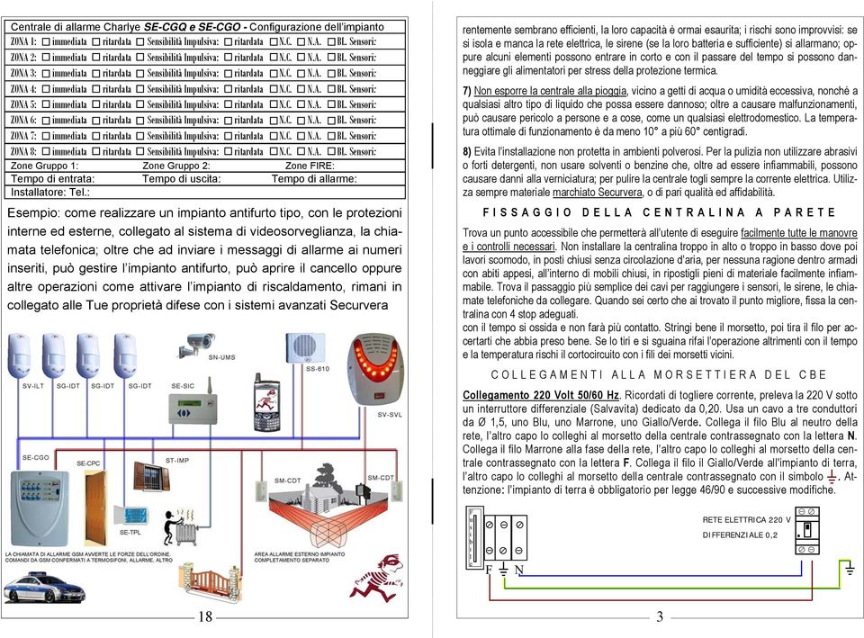 C. N.A. BL. Sensori: ZO 6: immediata ritardata Sensibilità Impulsiva: ritardata N.C. N.A. BL. Sensori: ZO 7: immediata ritardata Sensibilità Impulsiva: ritardata N.C. N.A. BL. Sensori: ZO 8: immediata ritardata Sensibilità Impulsiva: ritardata N.