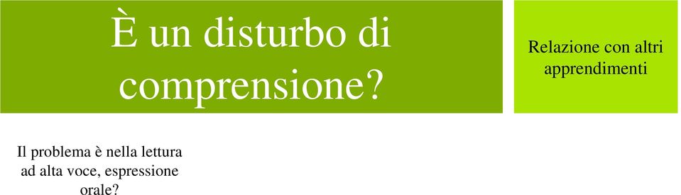 apprendimenti Il problema è