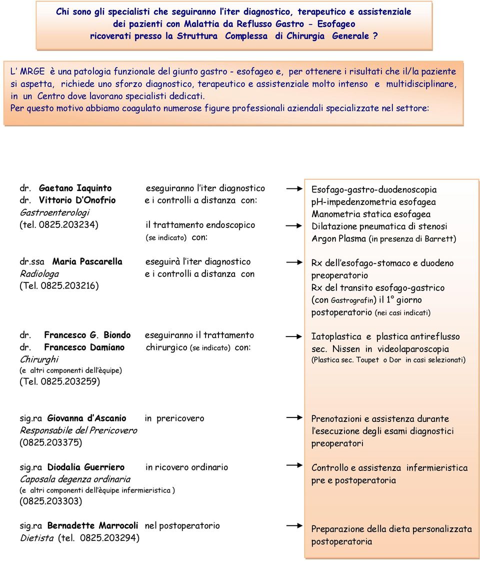 L MRGE è una patologia funzionale del giunto gastro - esofageo e, per ottenere i risultati che il/la paziente si aspetta, richiede uno sforzo diagnostico, terapeutico e assistenziale molto intenso e