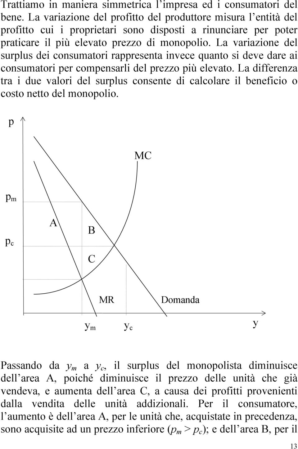 La variazione del surplus dei consumatori rappresenta invece quanto si deve dare ai consumatori per compensarli del prezzo più elevato.