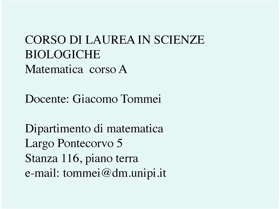 Dipartimento di matematica Largo Pontecorvo