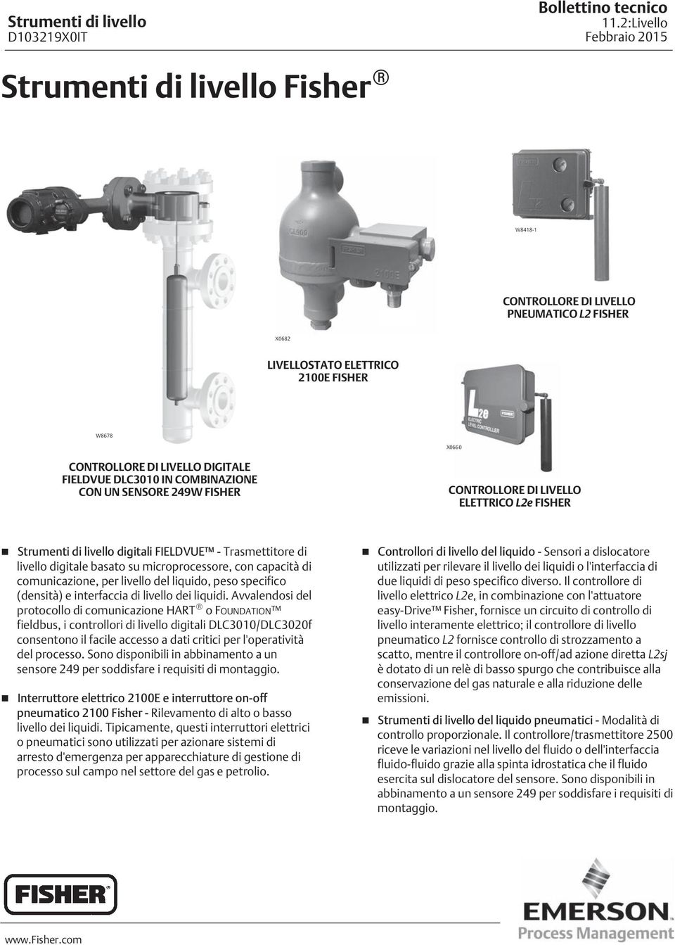 microprocessore, con capacità di comunicazione, per livello del liquido, peso specifico (densità) e interfaccia di livello dei liquidi.