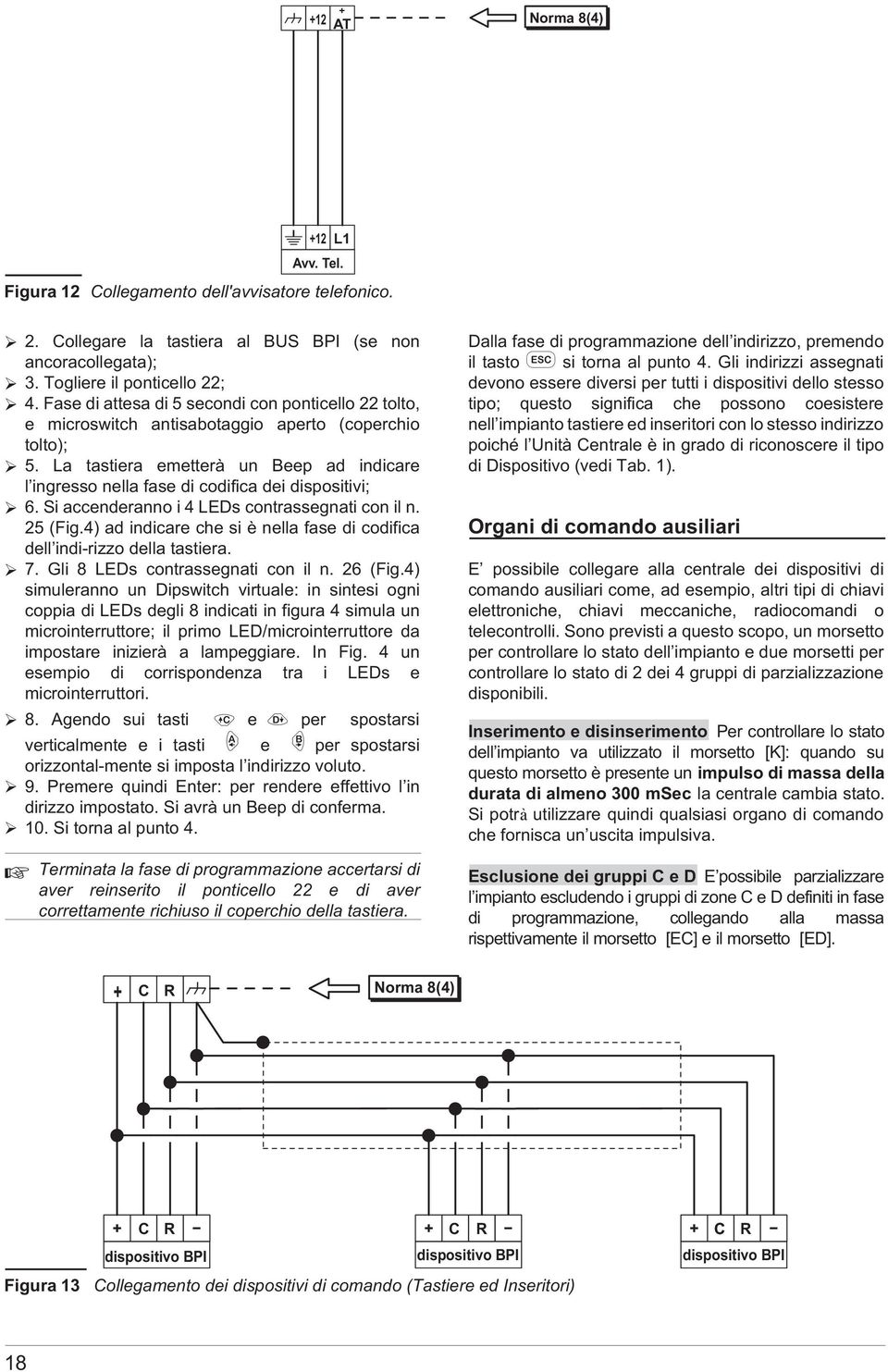 La tastiera emetterà un Beep ad indicare l ingresso nella fase di codifica dei dispositivi; 6. Si accenderanno i 4 LEDs contrassegnati con il n. 25 (Fig.