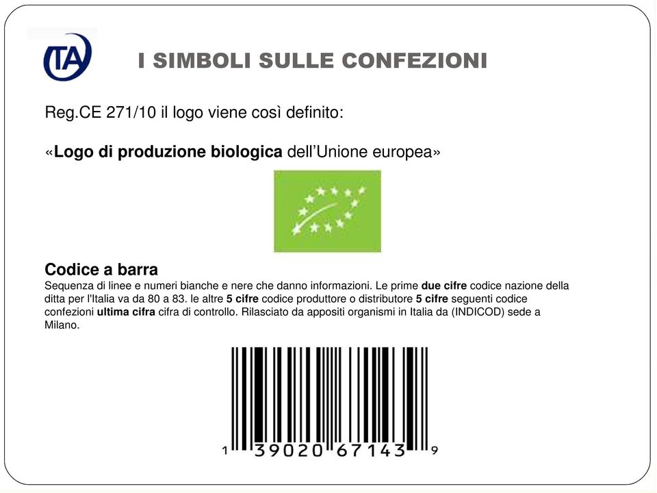 Le prime due cifre codice nazione della ditta per l'italia va da 80 a 83.