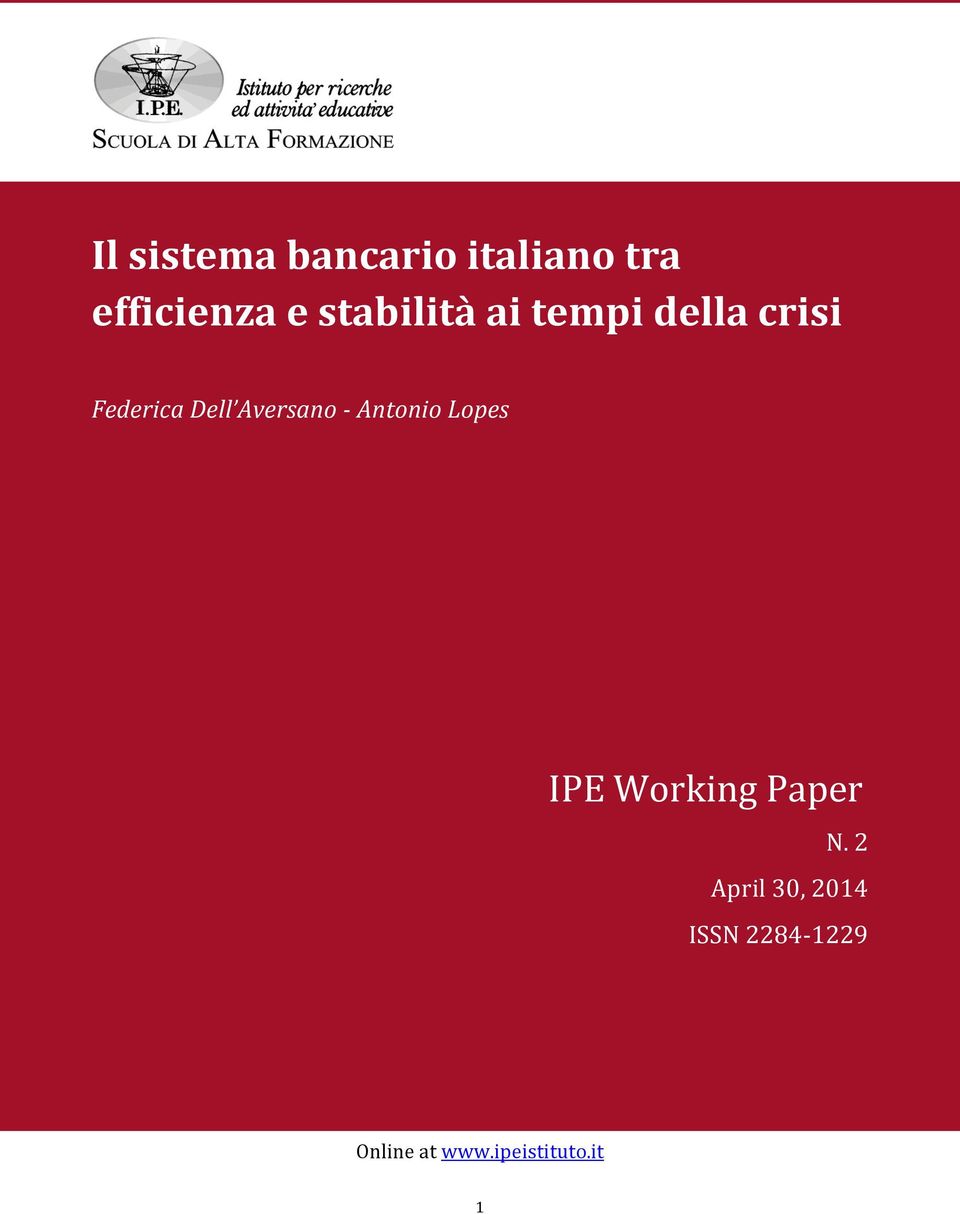 Aversano - Antonio Lopes IPE Working Paper N.