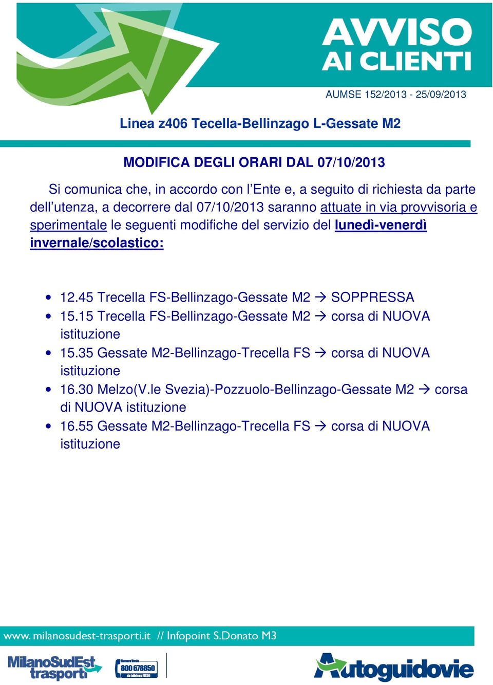 15 Trecella FS-Bellinzago-Gessate M2 corsa di NUOVA istituzione 15.