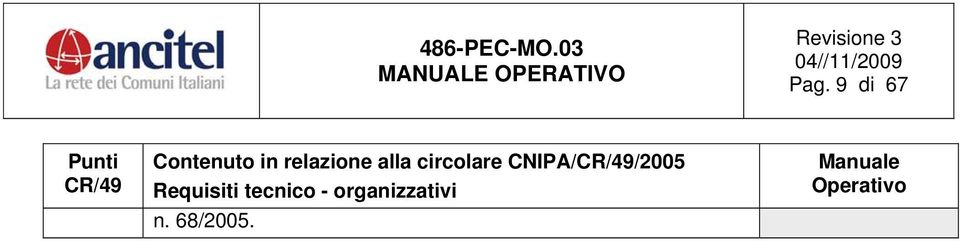 CNIPA/CR/49/2005 Requisiti tecnico