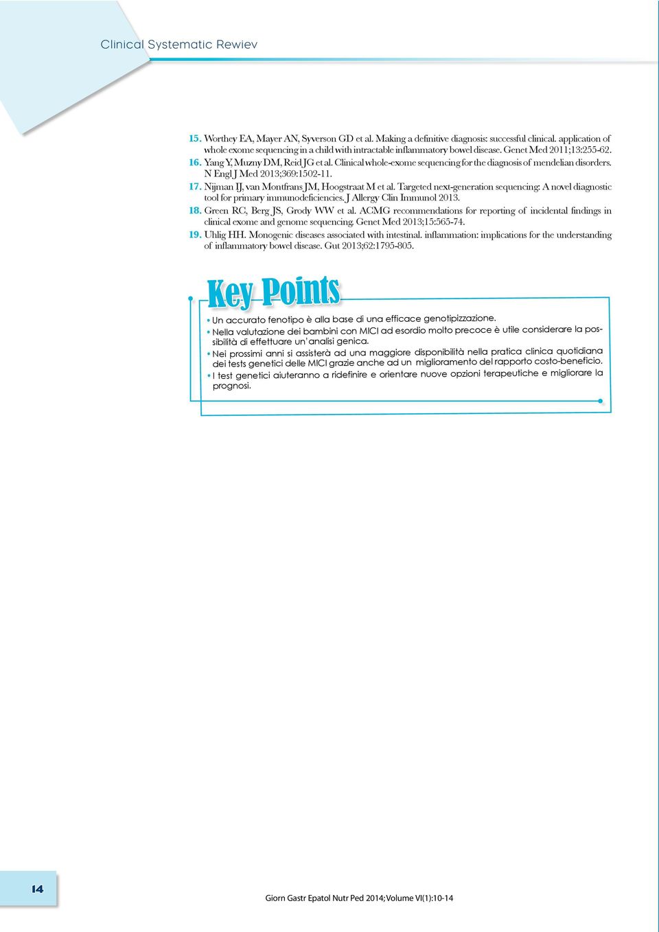 Key Points - 14 Giorn Gastr