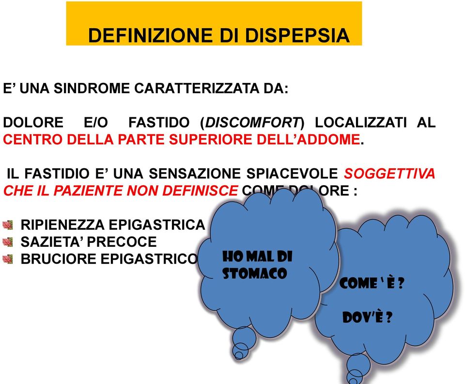 IL FASTIDIO E UNA SENSAZIONE SPIACEVOLE SOGGETTIVA CHE IL PAZIENTE NON DEFINISCE