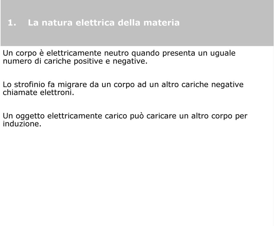 Lo strofinio fa migrare da un corpo ad un altro cariche negative chiamate