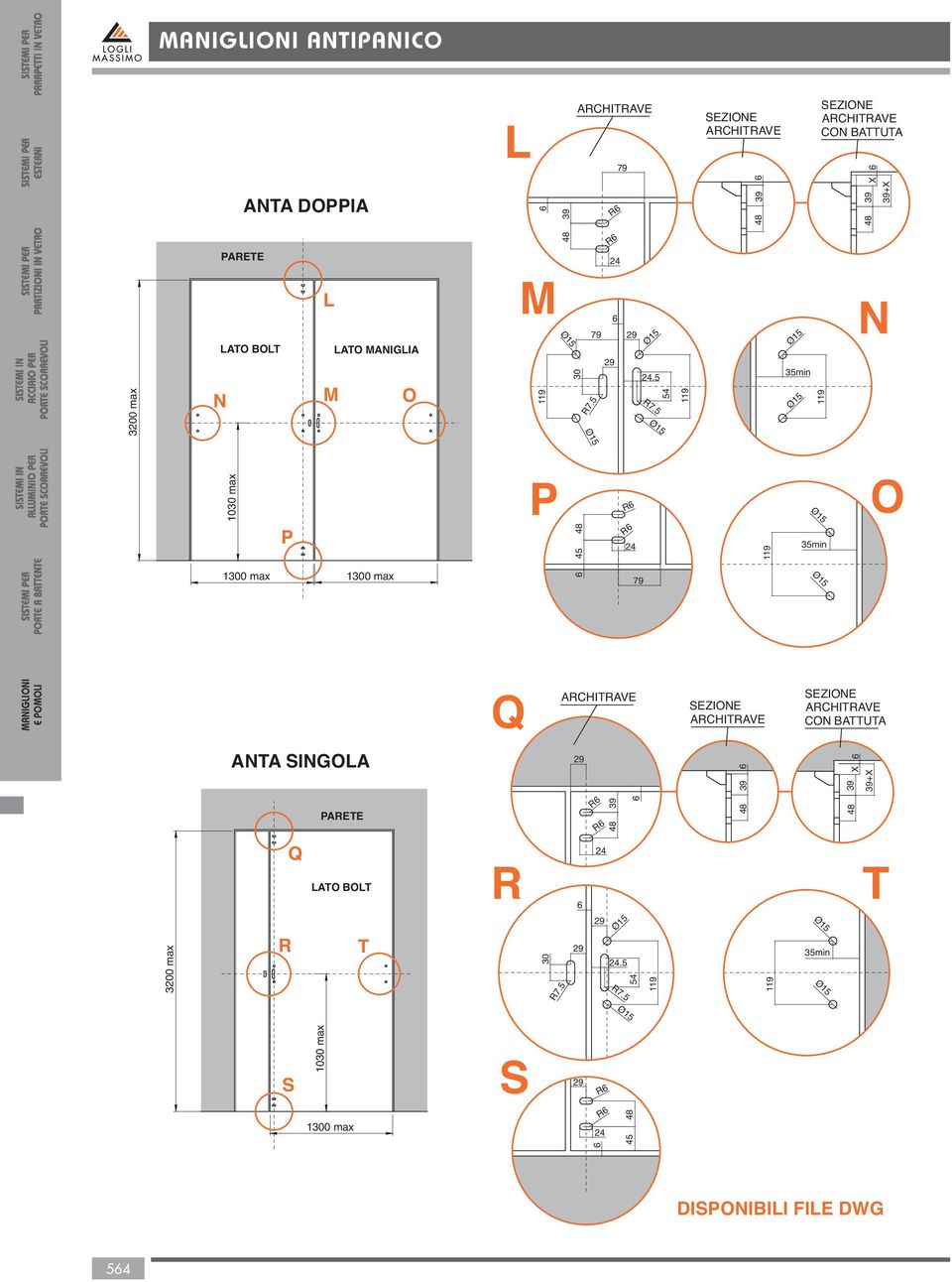 5 R7.5 54 119 119 N 1030 max P P 48 45 24 119 O 1300 max 1300 max 6 79 Q ARCHITRAVE SEZIONE ARCHITRAVE SEZIONE ARCHITRAVE CON ATTUTA