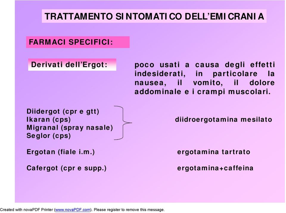 crampi muscolari.