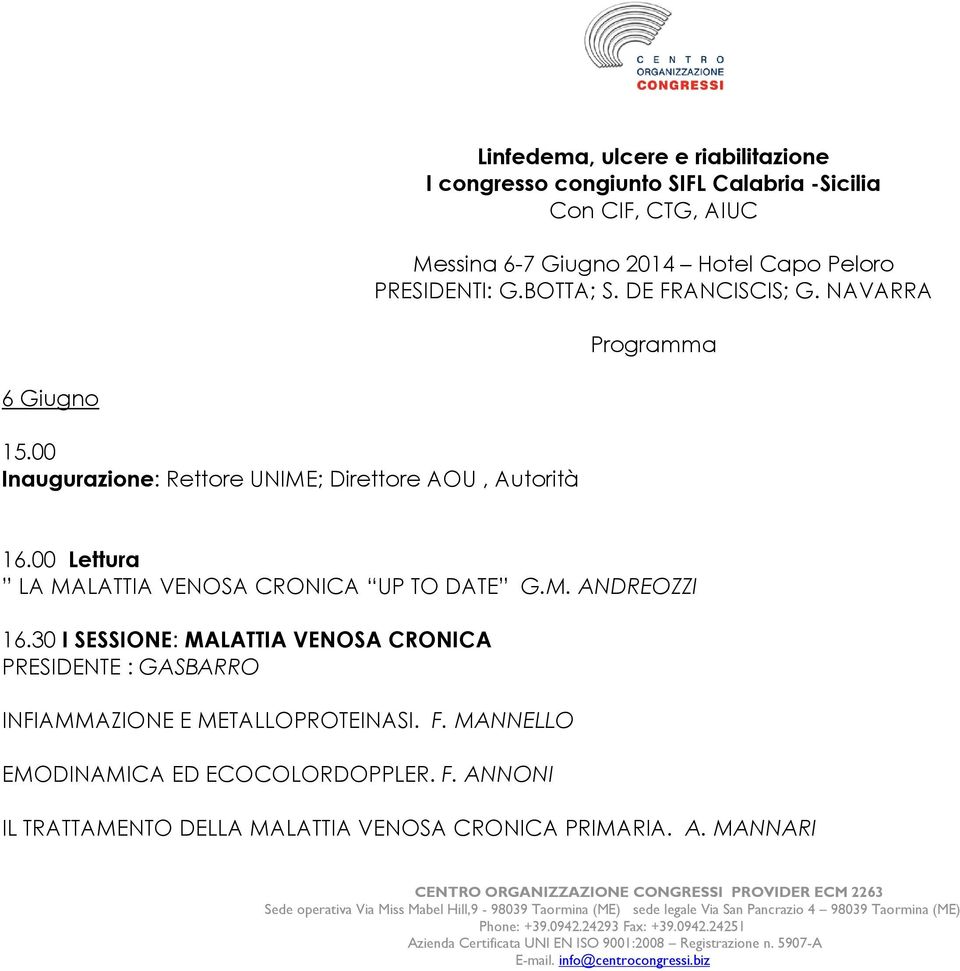 00 Lettura LA MALATTIA VENOSA CRONICA UP TO DATE G.M. ANDREOZZI 16.