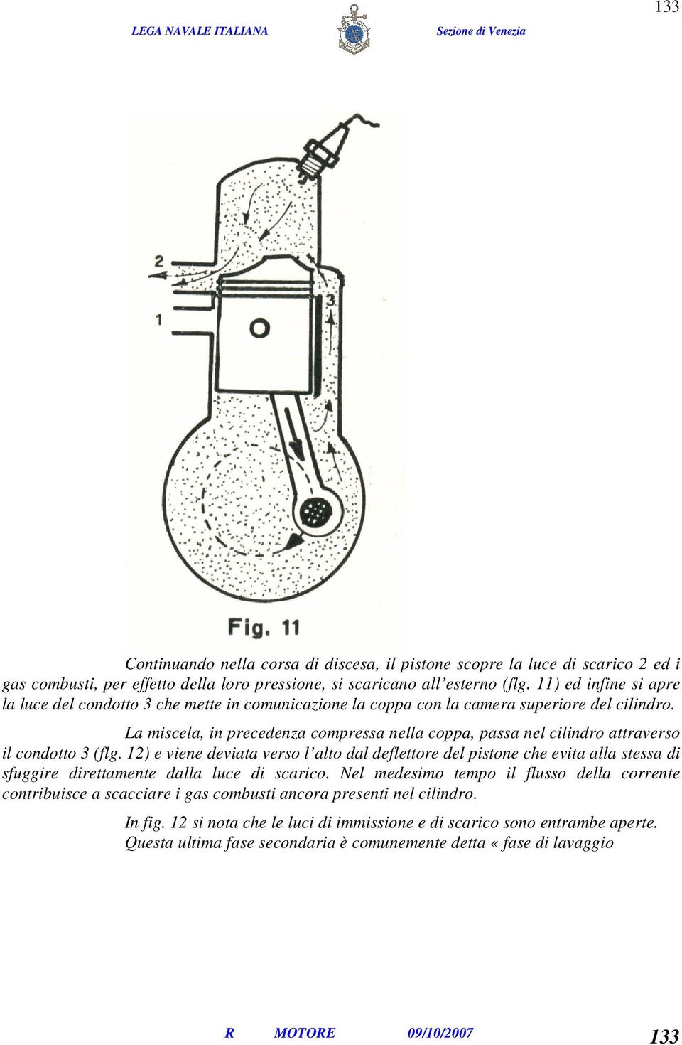 La miscela, in precedenza compressa nella coppa, passa nel cilindro attraverso il condotto 3 (flg.