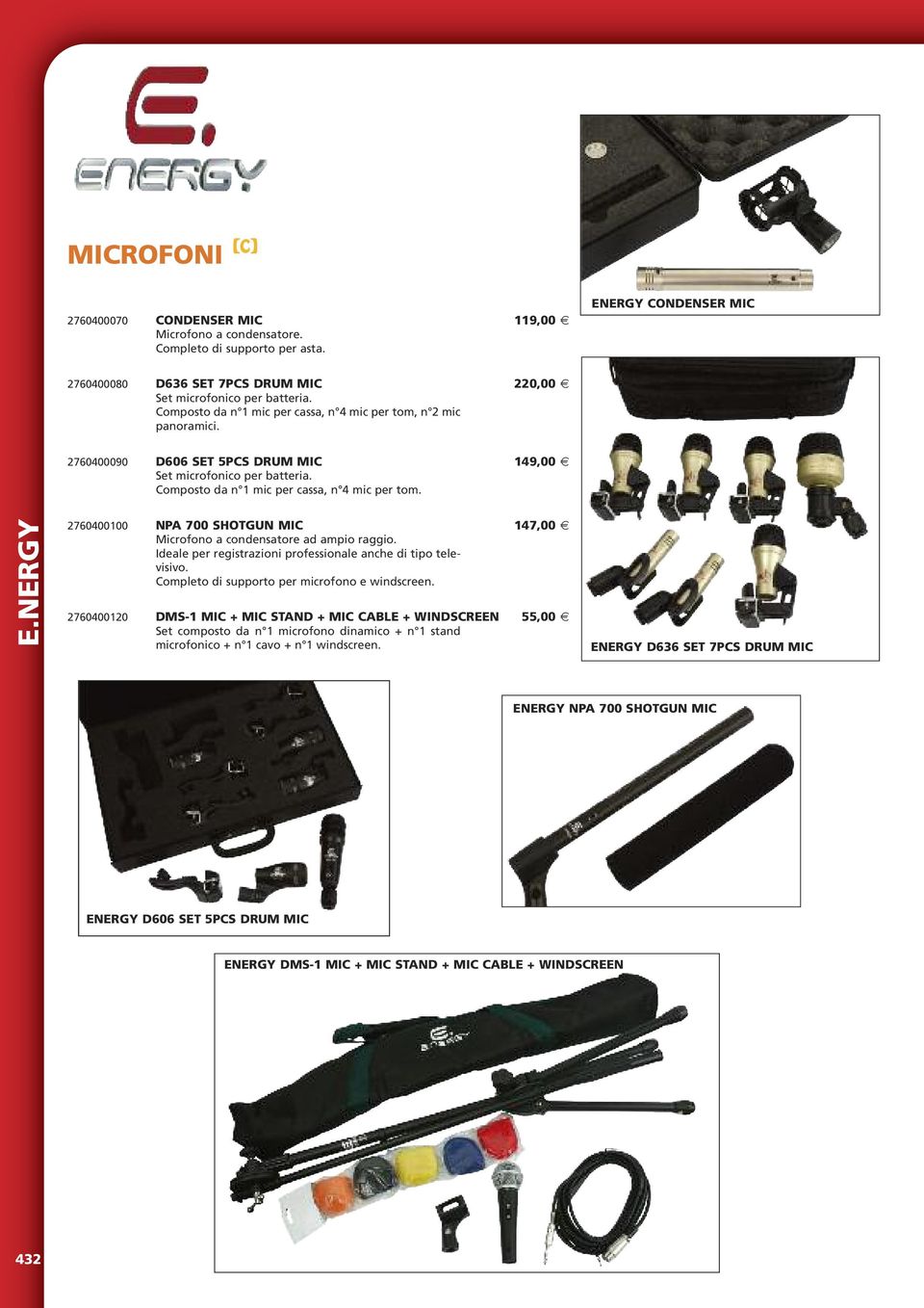 2760400100 NPA 700 SHOTGUN MIC 147,00 Microfono a condensatore ad ampio raggio. Ideale per registrazioni professionale anche di tipo televisivo. Completo di supporto per microfono e windscreen.