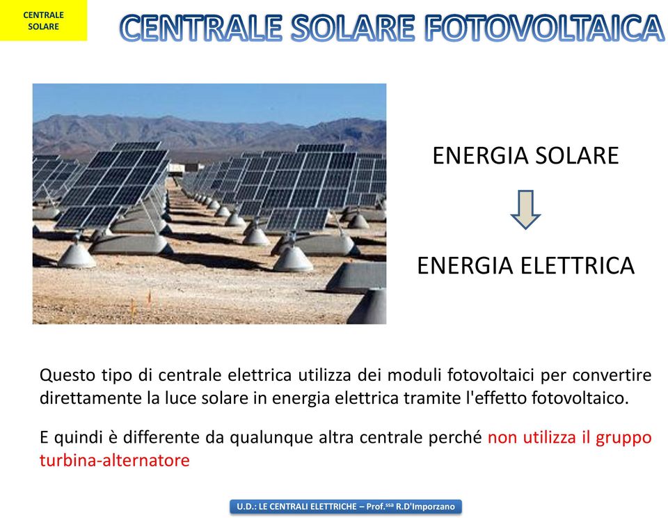 in energia elettrica tramite l'effetto fotovoltaico.