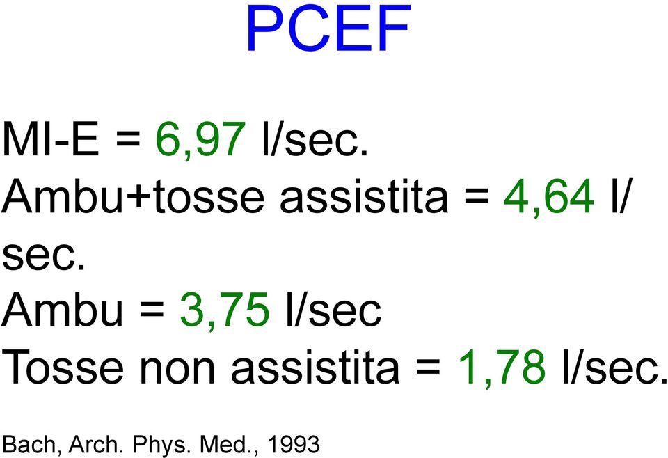 Ambu = 3,75 l/sec Tosse non